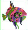 Hand Painted Tropical Fish Wall Hanging, Tropical Decor, Outdoor Metal Wall Art - 28"